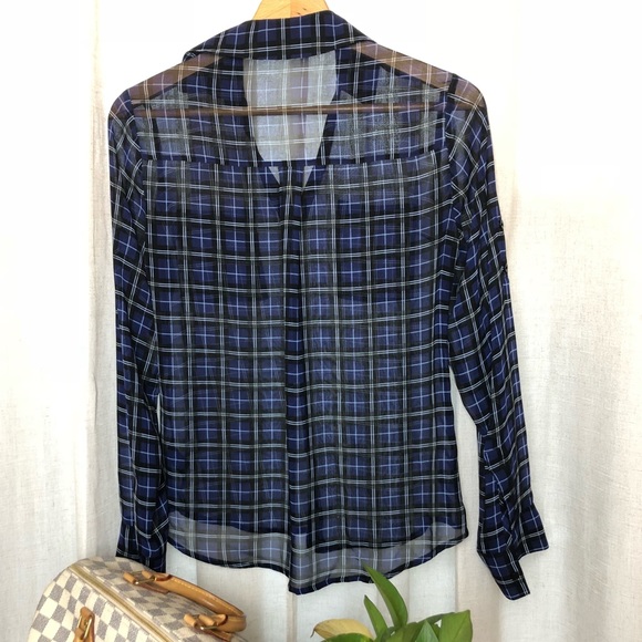 ⭕️Sold⭕️Express Portofino Blouse Blue & Black XS - Picture 3 of 5